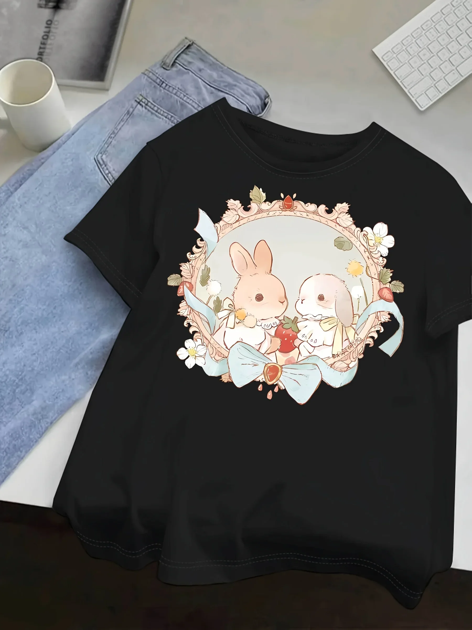 تي شيرت نسائي مقاس كبير برسومات جرافيك بأكمام قصيرة، فضفاض وكاجوال، ناعم ومريح للتنفس، رياضات خارجية #2