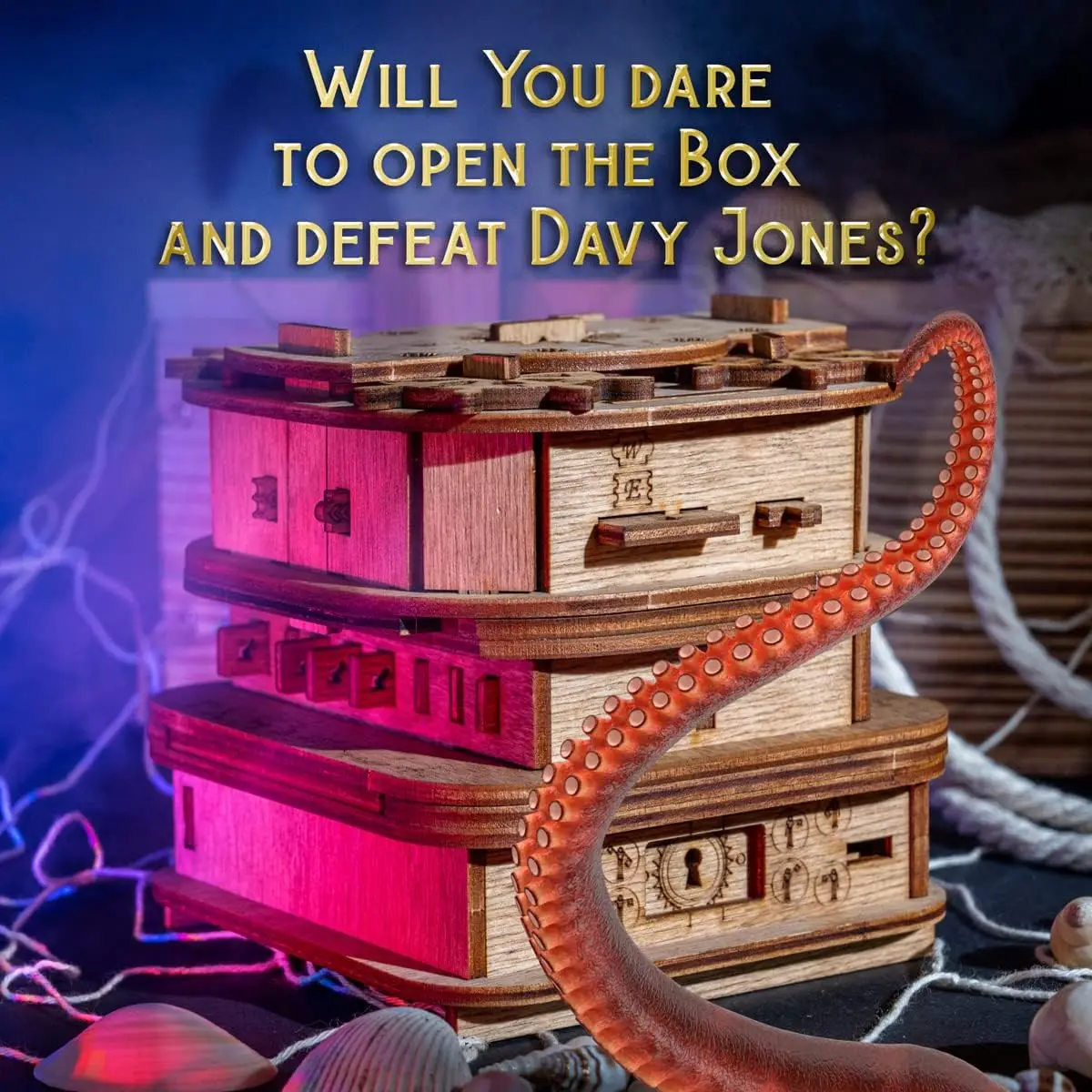 Cluebox – Davy Jones Locker – Escape Room-Spiel – Puzzle-Box – Geschenkbox – 3D-Holzpuzzle für Erwachsene – Holzpuzzle – Denktee