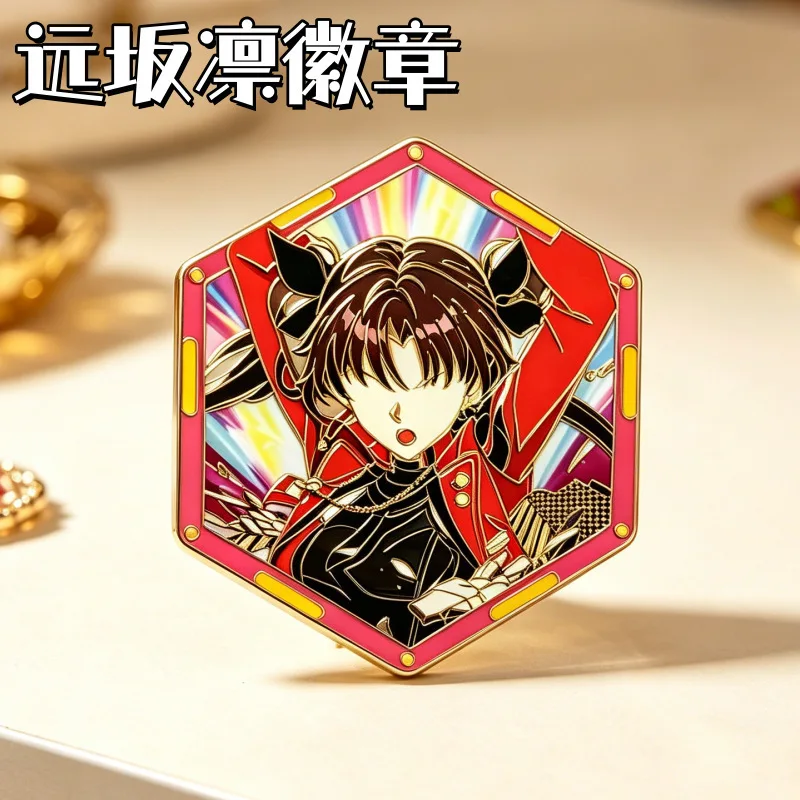 Yuanban Rin Hexagonal Badge Doujin Original Two-dimensional Metal Etching Badge Backpack Pendant Creative Game Merchandise
