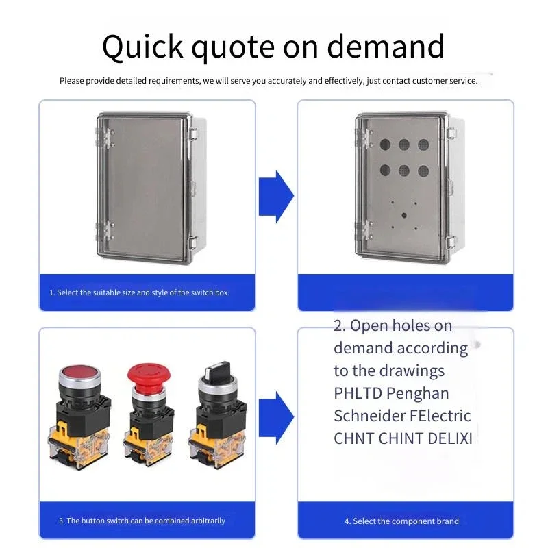 Outdoor Waterproof Button Control Box with Double-Layer Transparent Door Emergency Stop Start Self-Reset Switch Junction Box