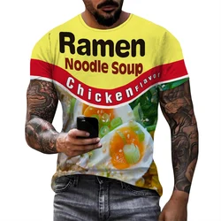 HX Men T Shirt Food Chicken Ramen Noodle Soup 3D Graphics Printed Women Tops Summer Short Sleeve Male Female Tees