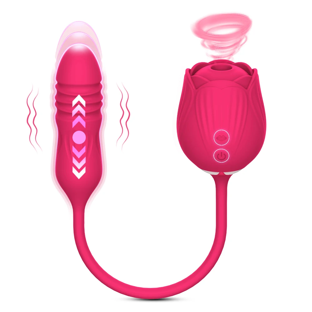 Sucking Vibrator for Women  Clitoris Stimulator Rose Dildo Sex Toy 10 Suck Modes with Thrusting Nipple Vagina Female Masturbator