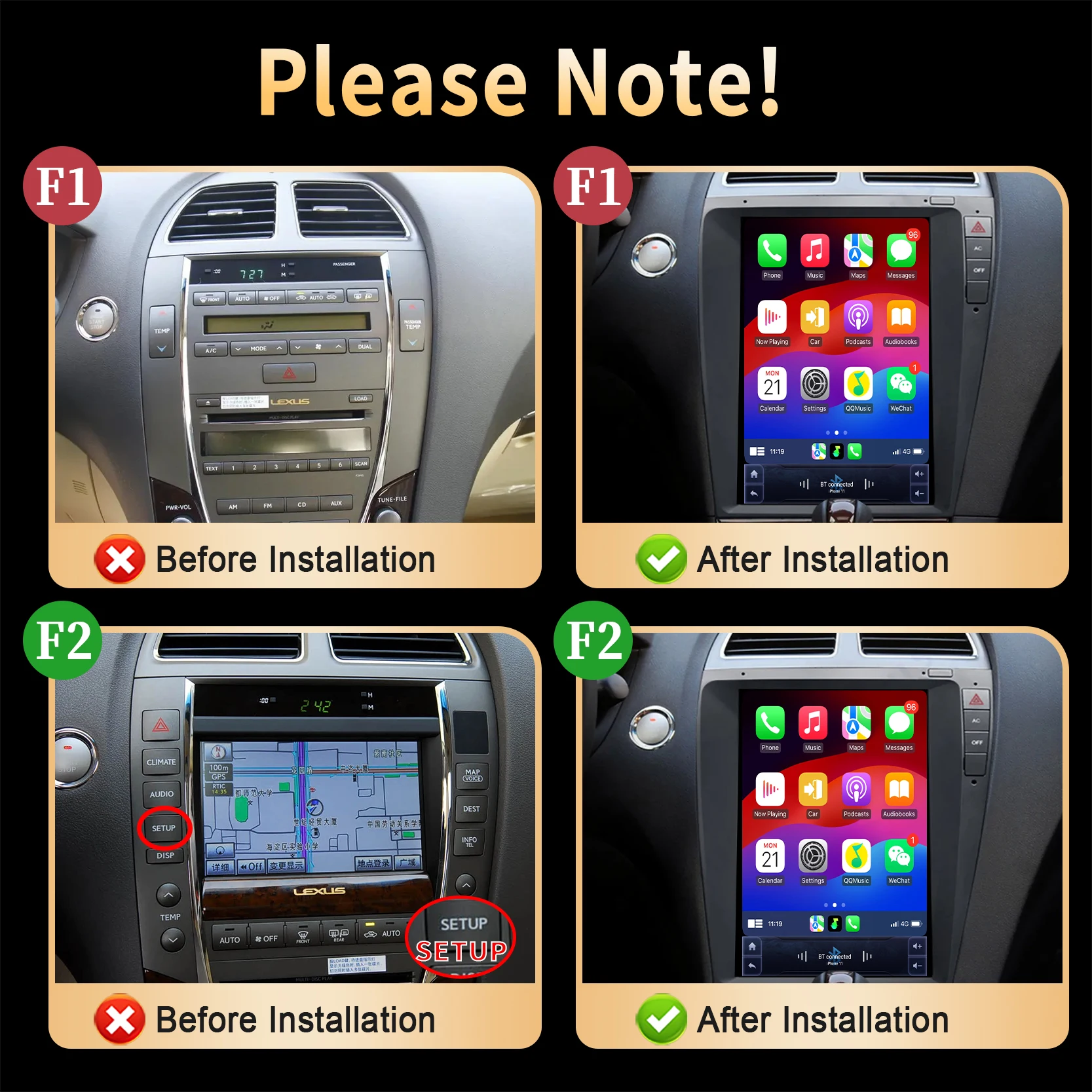 12.8“ Car Radio For Lexus ES ES240 ES300 ES330 ES350 2006-2012 Head Unit Wireless Bluetooth CarPlay Touch Screen Stereo System