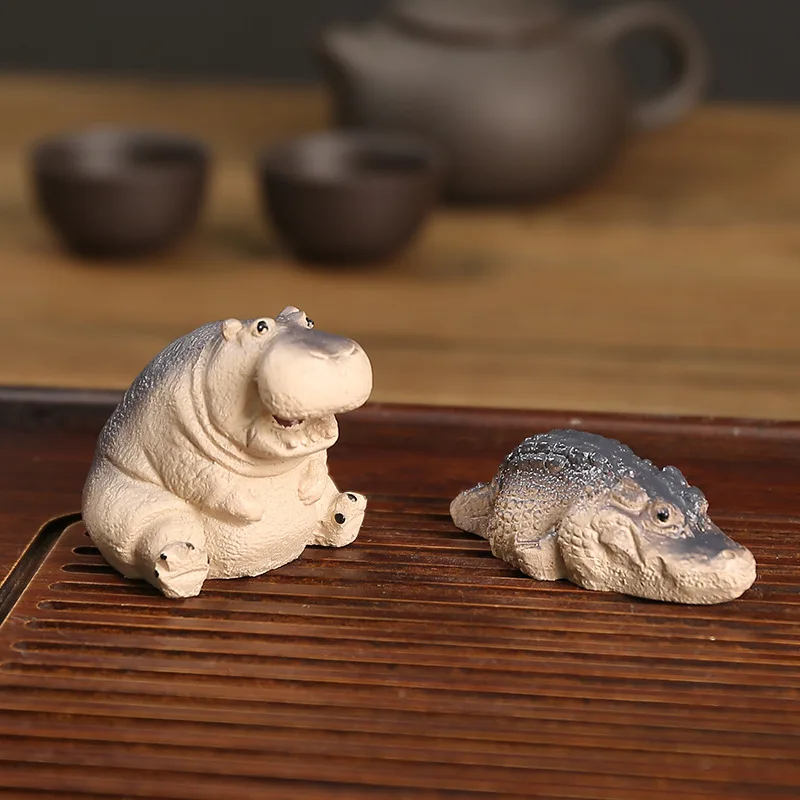 New Chubby Alligator Garden Ornament Tea Pet Desktop Decor Tea Set Accessory
