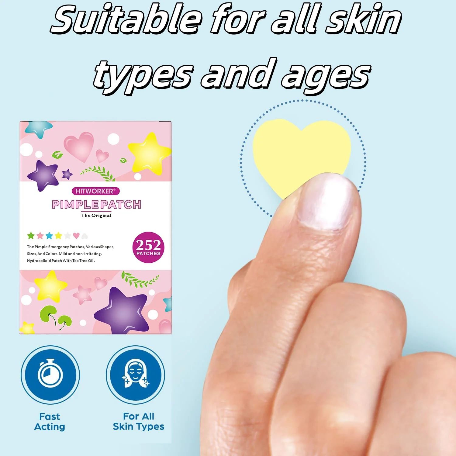 رقعة حب الشباب الغروانية المائية غير المرئية المقاومة للماء لتنظيف الوجه، ملحقات أداة جوهر مناسبة لجميع أنواع البشرة