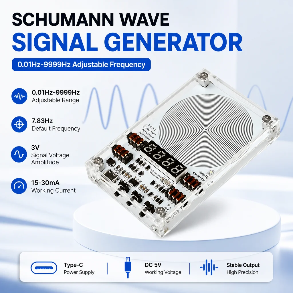 7.83Hz Default Schumann Resonance Signal Generator DC 5V 4 Way 3.5mm Audio Output Type C Digital Display For Experiment Test
