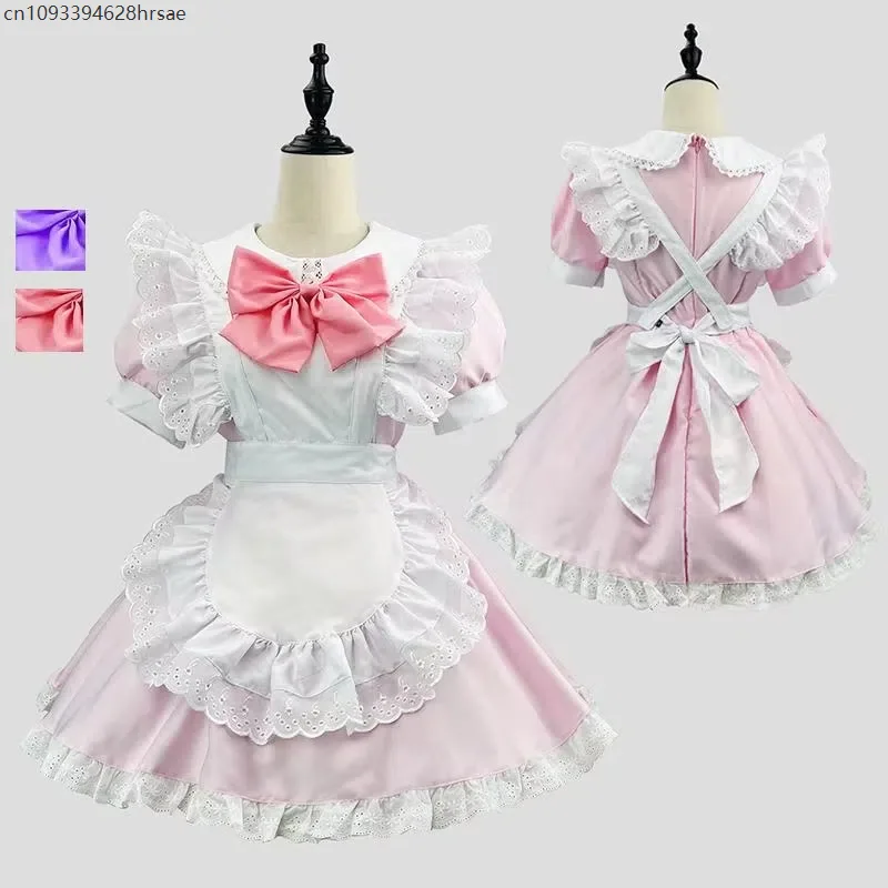 الوردي لوليتا فستان البدلة الأرجواني القوس خادمة فستان القهوة خادم موحدة أنيمي تأثيري حلي ملابس الكبار