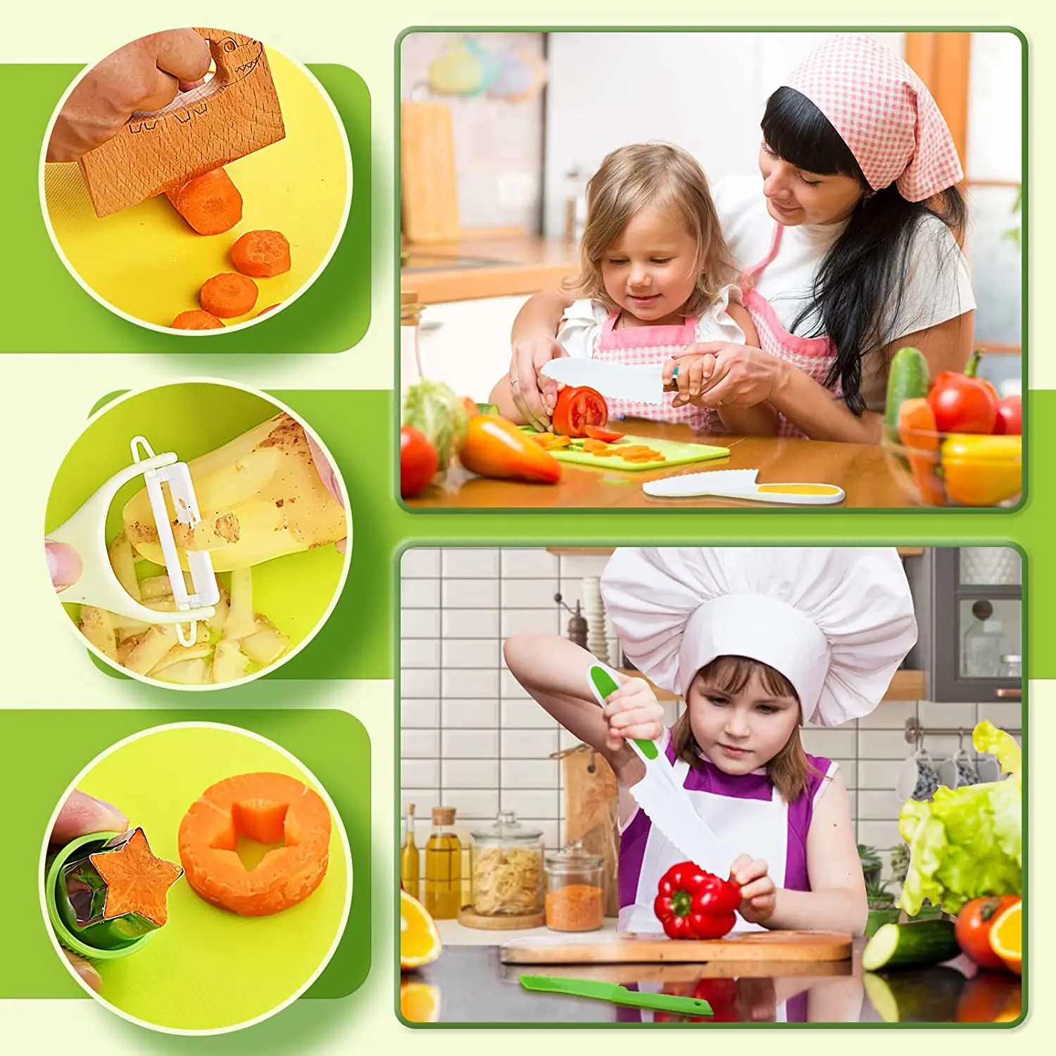 13 PCs Montessori Kitchen Tools for Toddlers-Kids Cooking Sets Real-Toddler Safe Knives Set for Real Cooking image 4