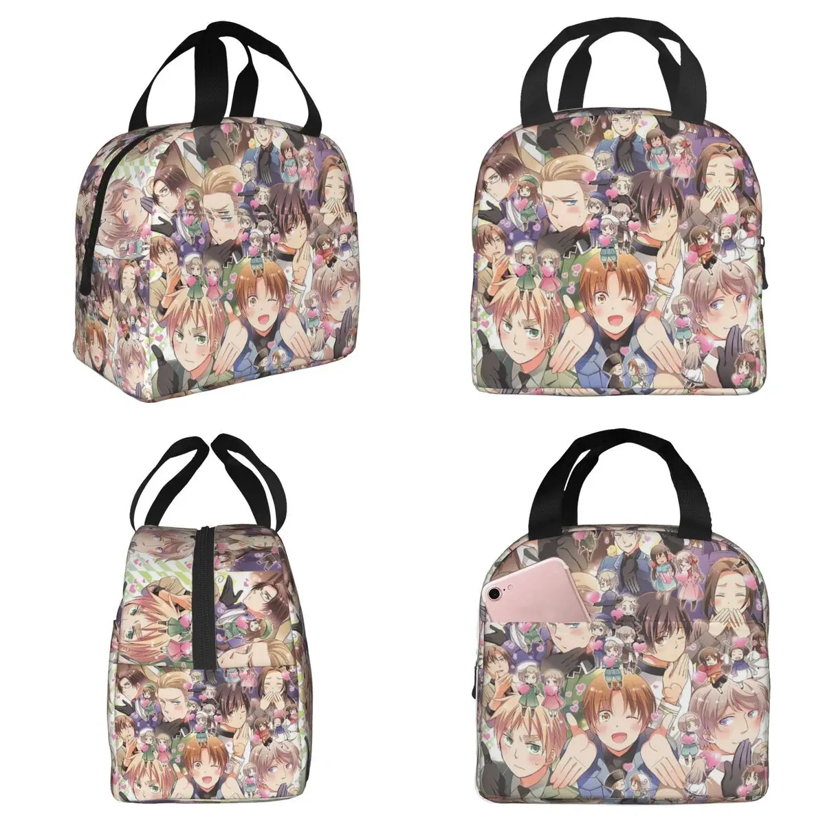 Hetalia Group World Stars Insulated Lunch Bag for Women Office Cooler Thermal Food Box Tote Leakproof Lunch Boxes Container
