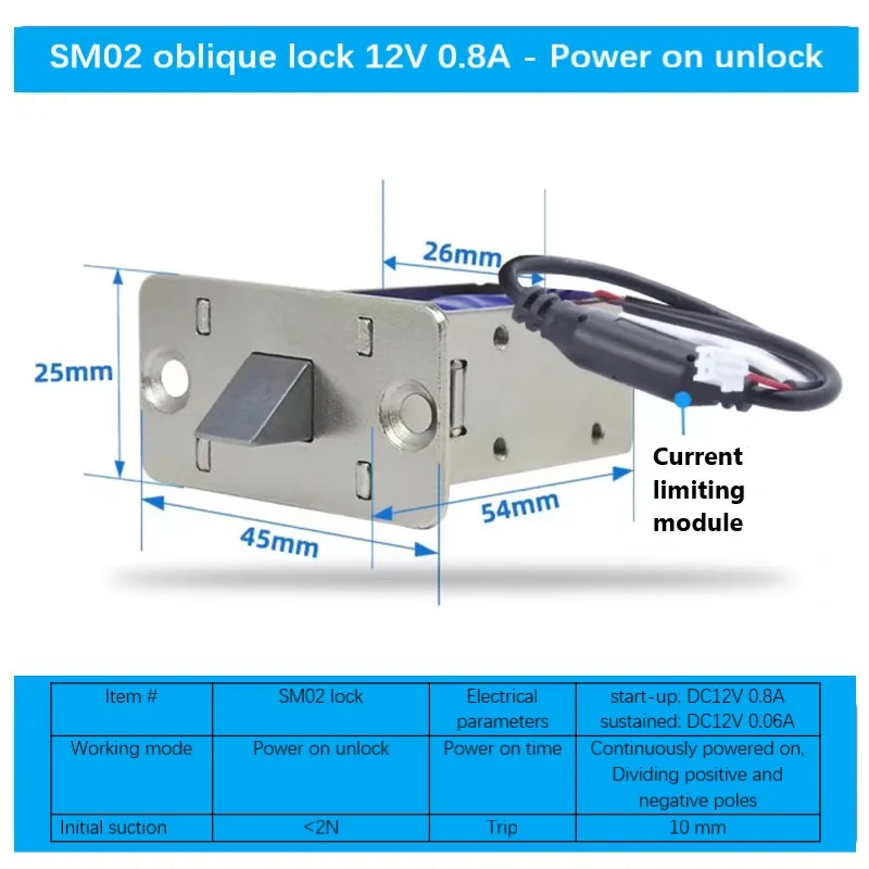 DC 12V 24V Small Electric Lock Concealed Plug Lock Power Off Unlock Continuous power on Embed Installation For Door