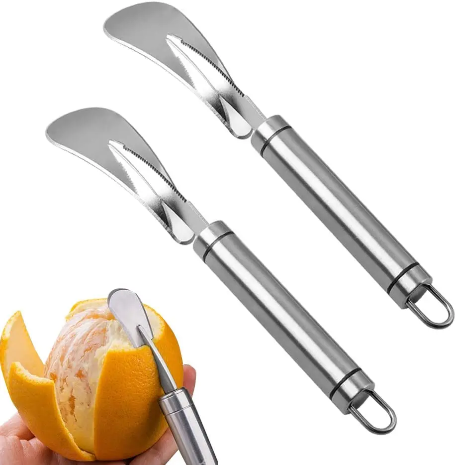 Orange Peeler Cutter, Stainless Steel Orange Citrus Peelers Tool with Curved Handle Vegetable Fruit Tools Kitchen Gadget