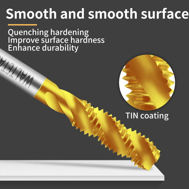 HSSE-M35 JIS Standard Left Hand With TIN Spiral Fluted Tap M2 M2.3 M2.5 M2.6 M3 M4 M5 M6 M7 M8 M9 M10 M12 Machine Thread Taps