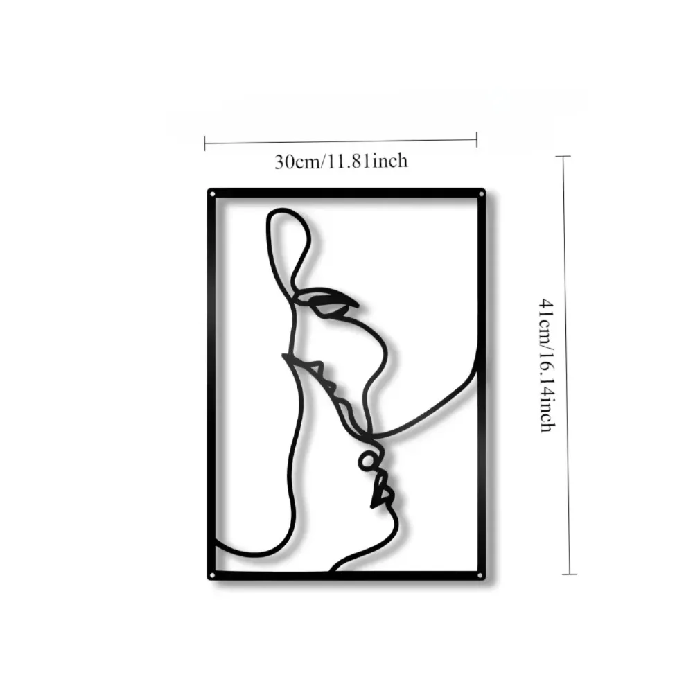 Brand Black Abstract Lines Metal Wall Art Silhouette Cutout Sign Farmhouse Door Living Room Decoration Plaque Unique Accent Piec