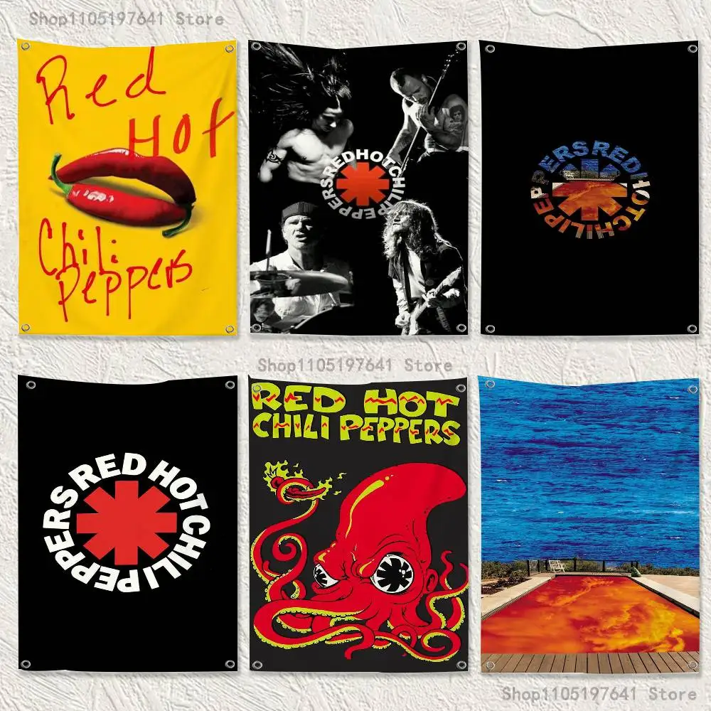 

Chili Red RHCP Flag Tapestry Banner For Bedroom Outdoor Living Room Restaurant Bar Wall Decor Party