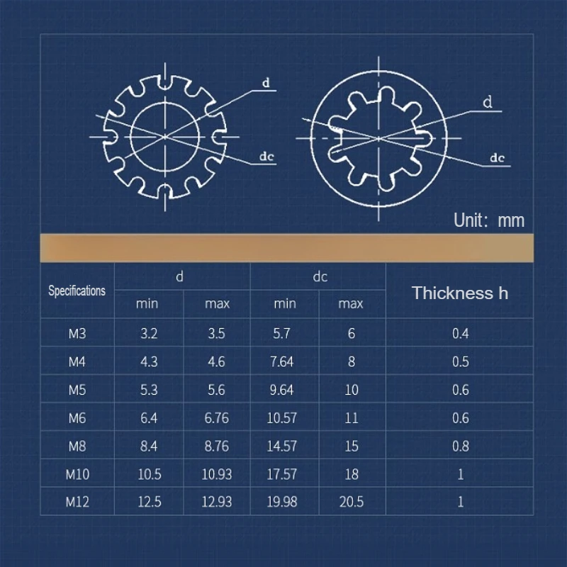 M3 M4 M5 M6 M8 M10 M12 304 Stianless Steel External/Internal Teeth Lock Washer Lock Spacer Gasket Anti-skid High Quality