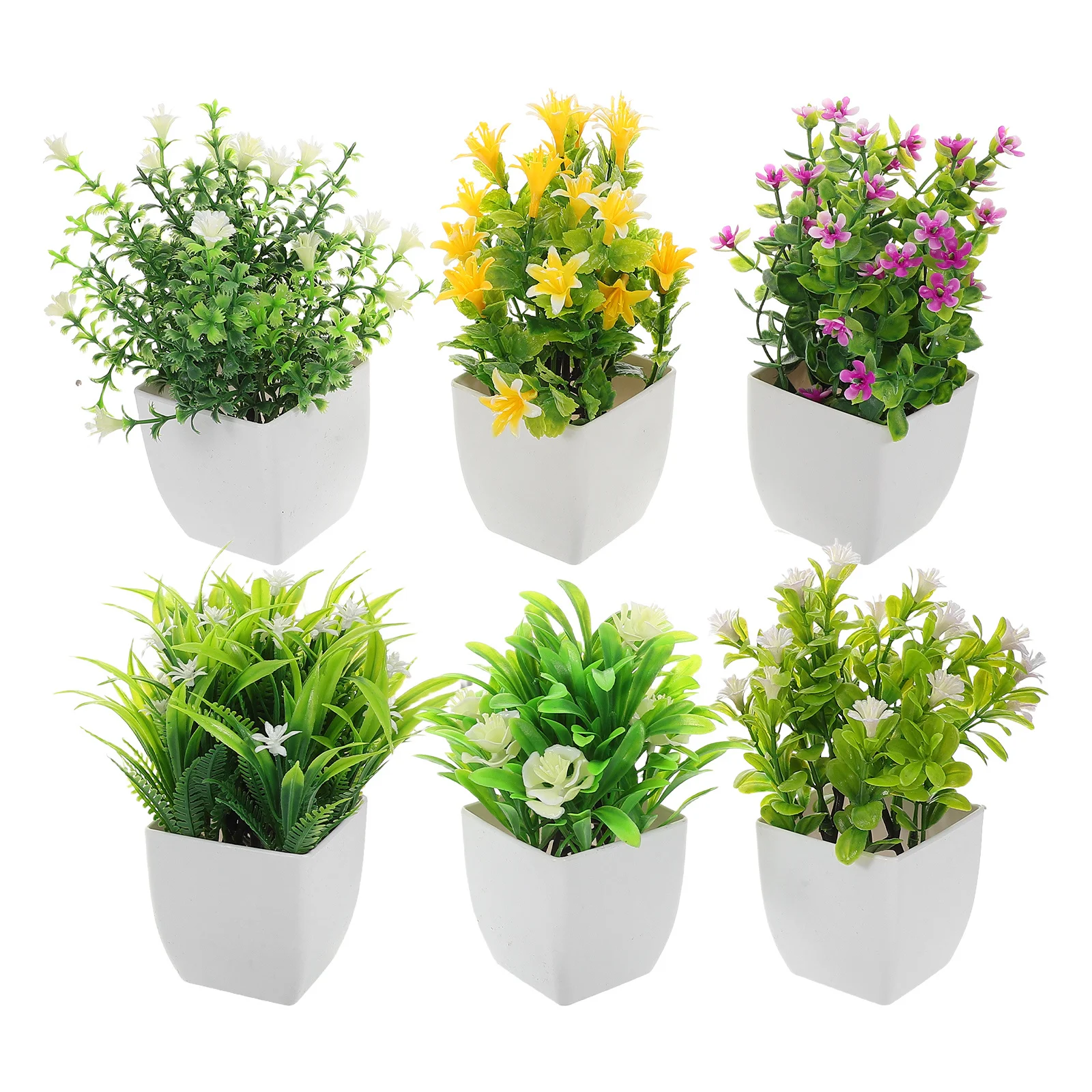 

6Pcs Lifelike Fake Potted Plants Small Desk Tabletop Decoration No Maintenance Required Artificial Potted Plants
