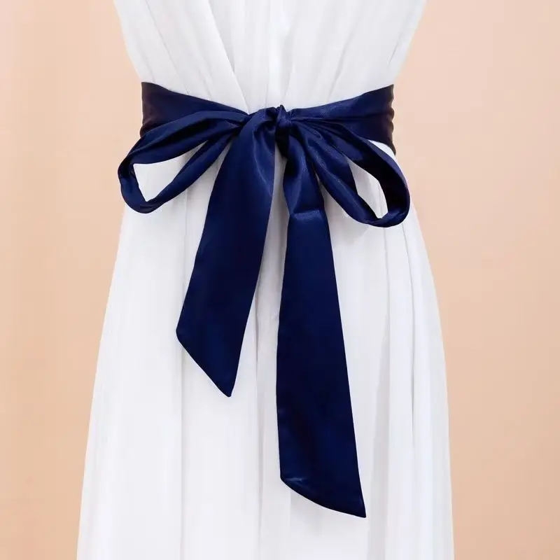 Women Chiffon Waist Belt Soft Solid Color Sash Elegant Bridal Dress Waistband for Wedding Party Evening Gown Decoration