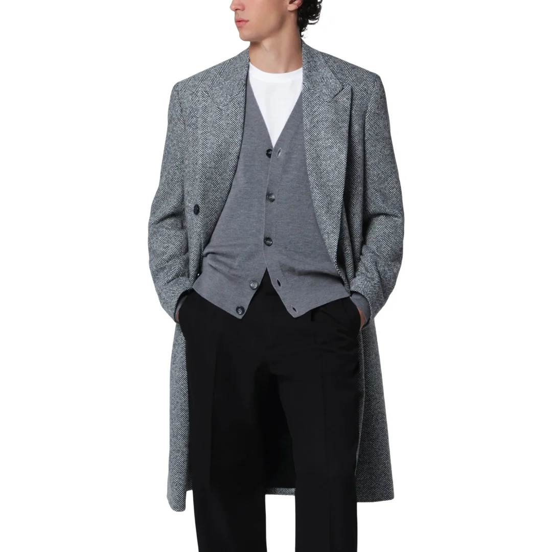 Business Men Suit Winter Warm Peaked Lapel Woolen cloth Overcoat Office Party Prom Blazer Formal Causal Costume Homme Customized