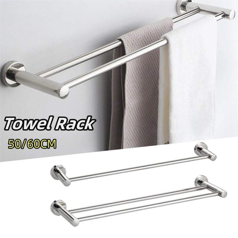 50/60CM Stainless Steel Single&Double Bathroom Towel Rack Storage Rack Towel Bar