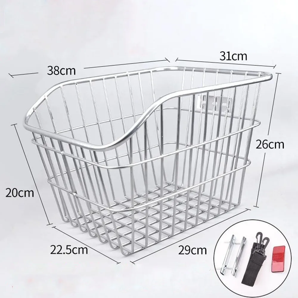 Easy To Install Bicycle Rear Basket Metal Fixed Durable Bike Rear Basket Adjustable Black/Silver Mountain Bike Basket