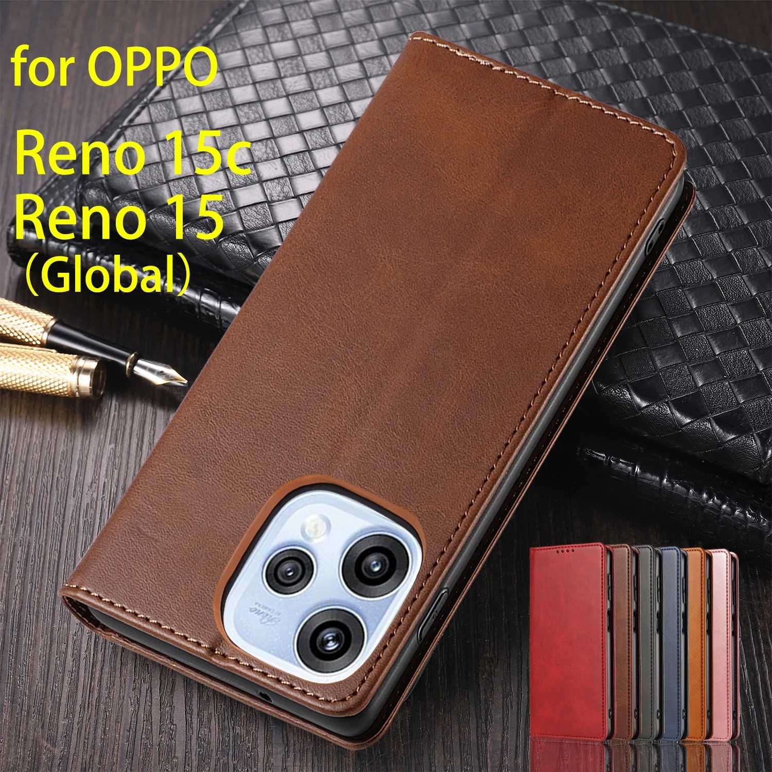 

Кожаный чехол для OPPO Reno 15c/Reno15 Reno 15 6,59 дюйма, глобальная кобура с магнитным притяжением, чехол-кошелек, чехол Capa Fundas Coque
