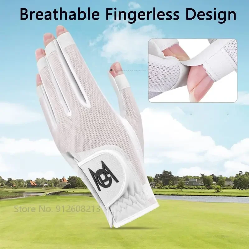 PGM 1 Pair Women Fingerless Golf Gloves Left and Right Hand Golf Gloves Breathable Mesh Mittens Ladies Anti-slip Sports Mitten