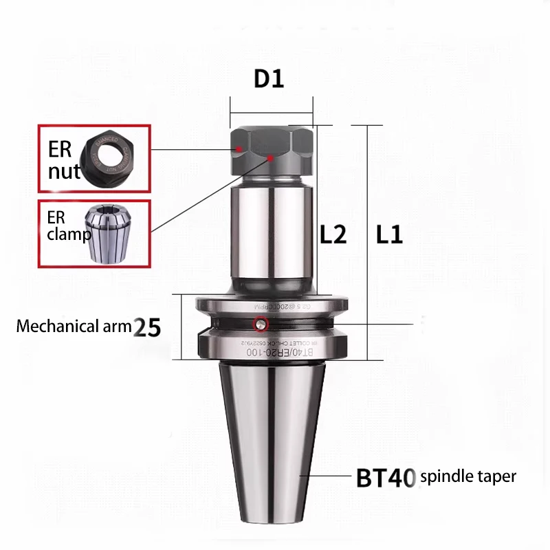 CNC BT40-ER16 20 25 32 Tool Holder High-precision CNC Dynamic Balance BT30 Tool Holder