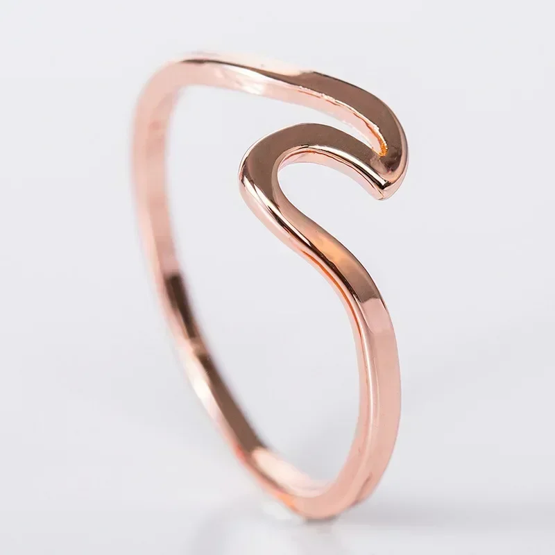 Fashion Simple Design Sea Wave Rings Ocean Surf Stainless Steel Finger Jewelry Ocean Surf Ring for Women Surfer Gift Wholesale