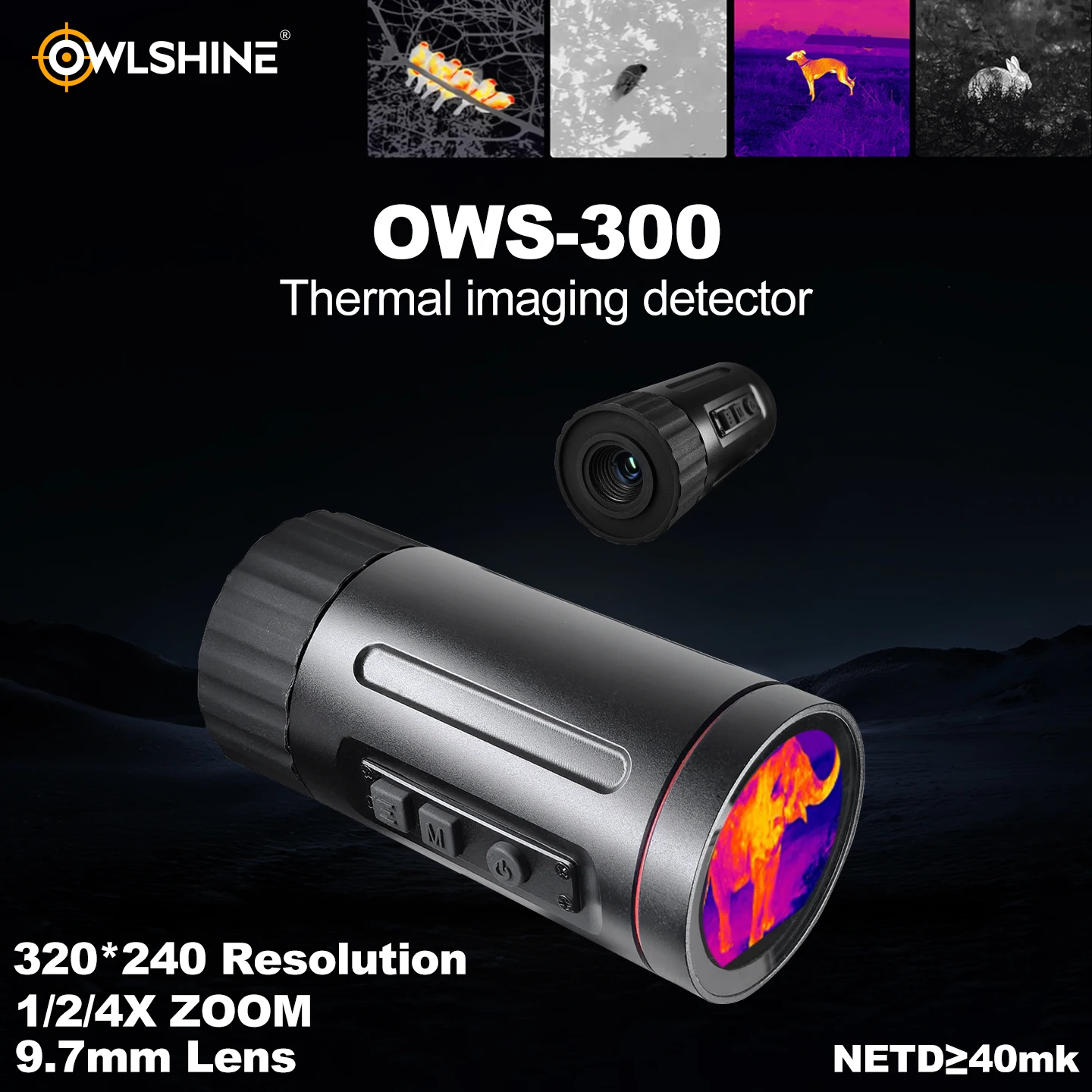 

Цельный тепловизионный телескоп, адаптированный к планку Пикатинни, разрешение 320*240, частота объектива 9,7 мм для занятий спортом на открытом воздухе