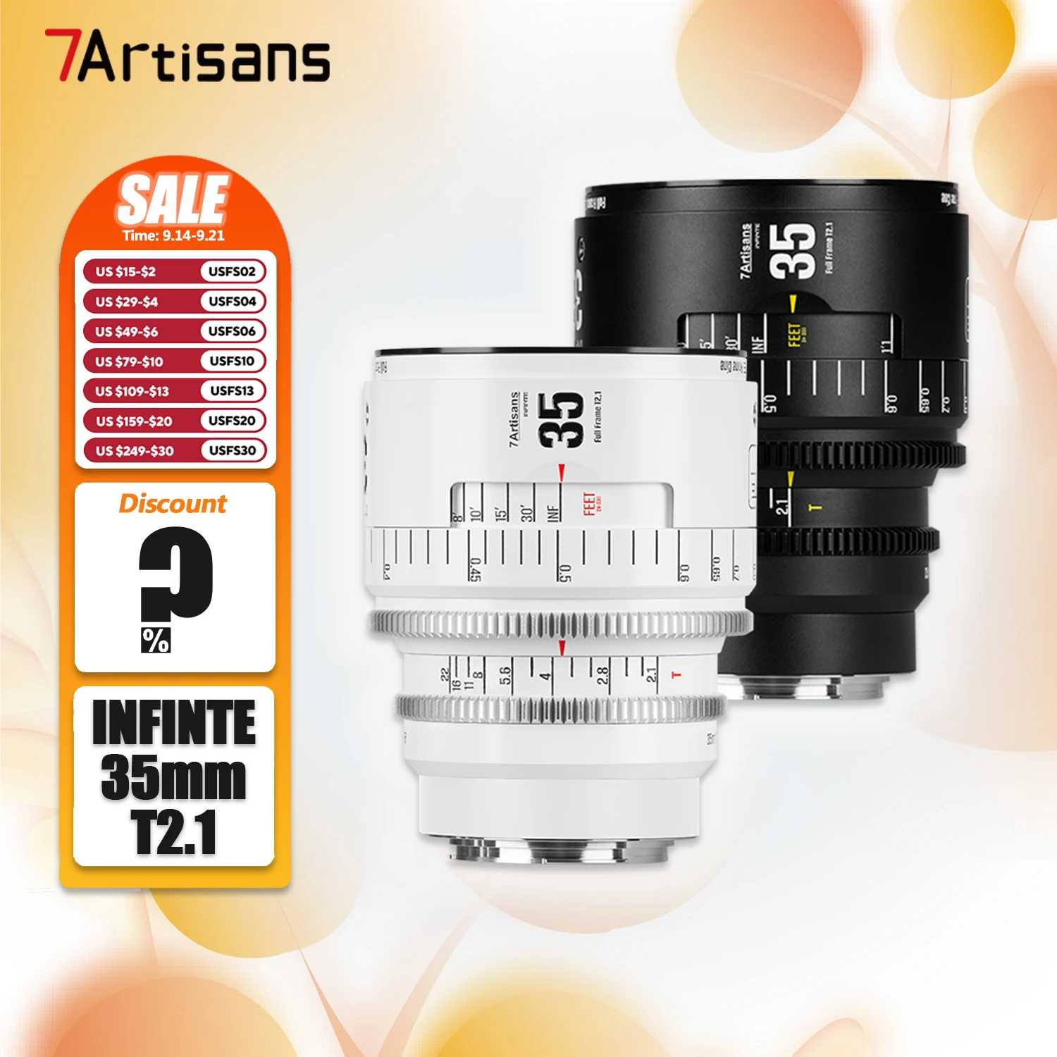 

7artisans INFINTE 35mm T2.1 Full Frame Manual Focus Camera Cine Lens for Humanities Photography with Canon EF PL Mount