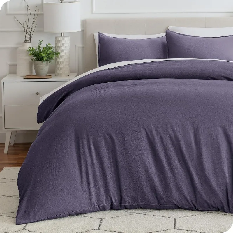 Bare Home Washed Bedding Duvet Cover -  Queen - Premium 1800 Ultra-Soft Brushed Microfiber - Easy Care