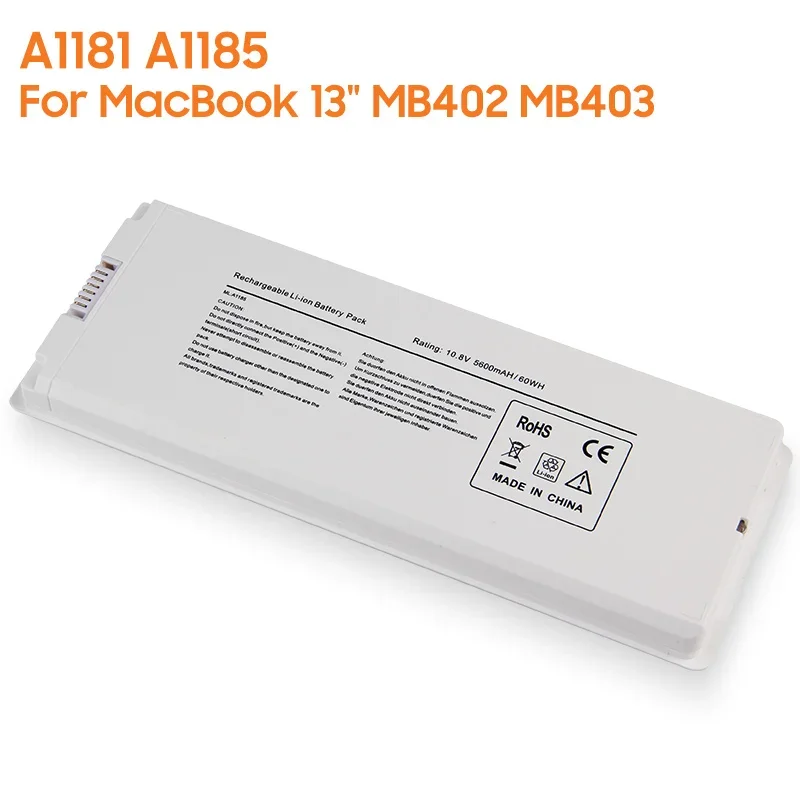 

Новая сменная батарея A1181 A1185 для MacBook 13 дюймов MB402 MB403 MA566FE/A MB881LL/A, аккумуляторная батарея высокой емкости 5600 мАч