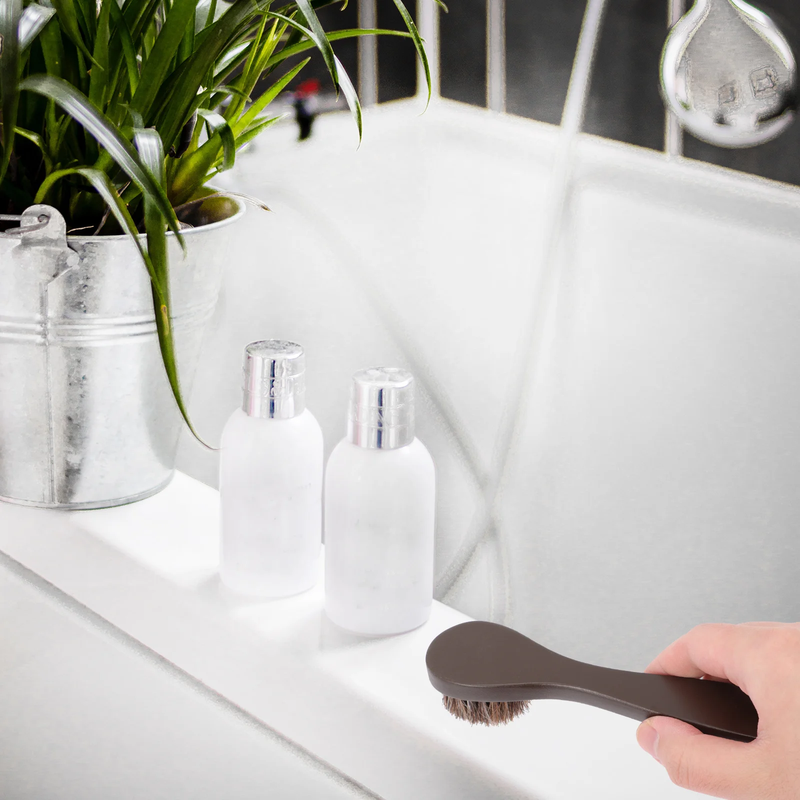 

2Pcs Shoe Polishing Brush Horse Bristle Cleaning Tool Professional for 's Women's Footwear Maintenance