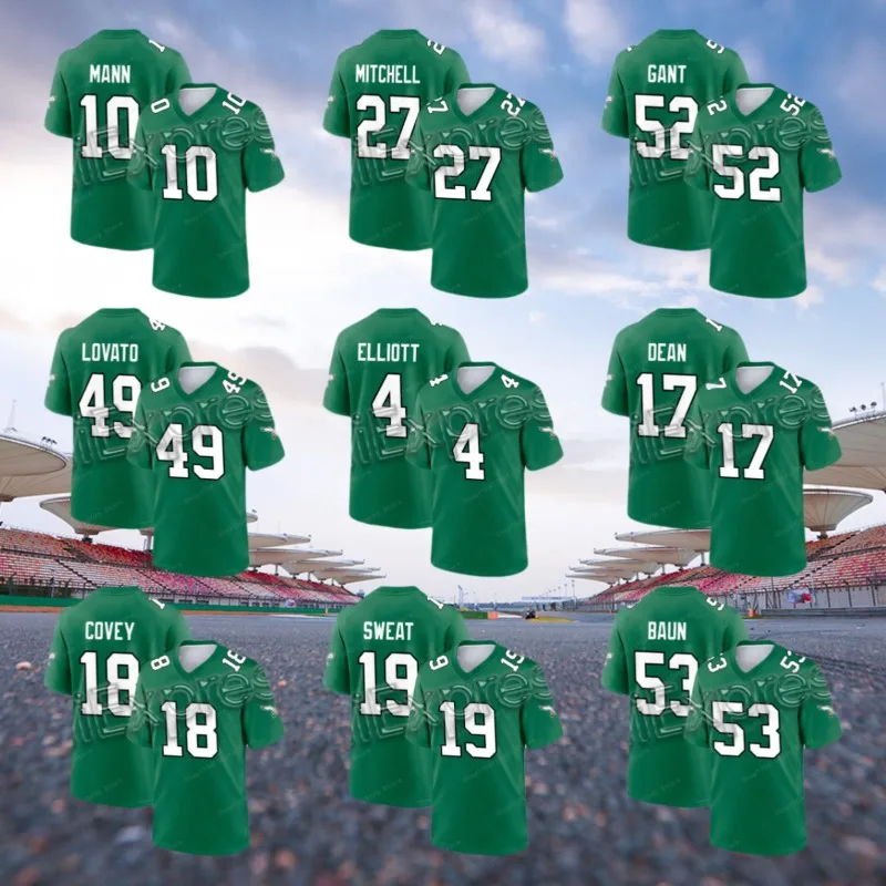 Rugby Uniform, American Oversized Top, Men's T-shirt Philadelphia Eagles Alternate Custom Game Jersey - Kelly Green