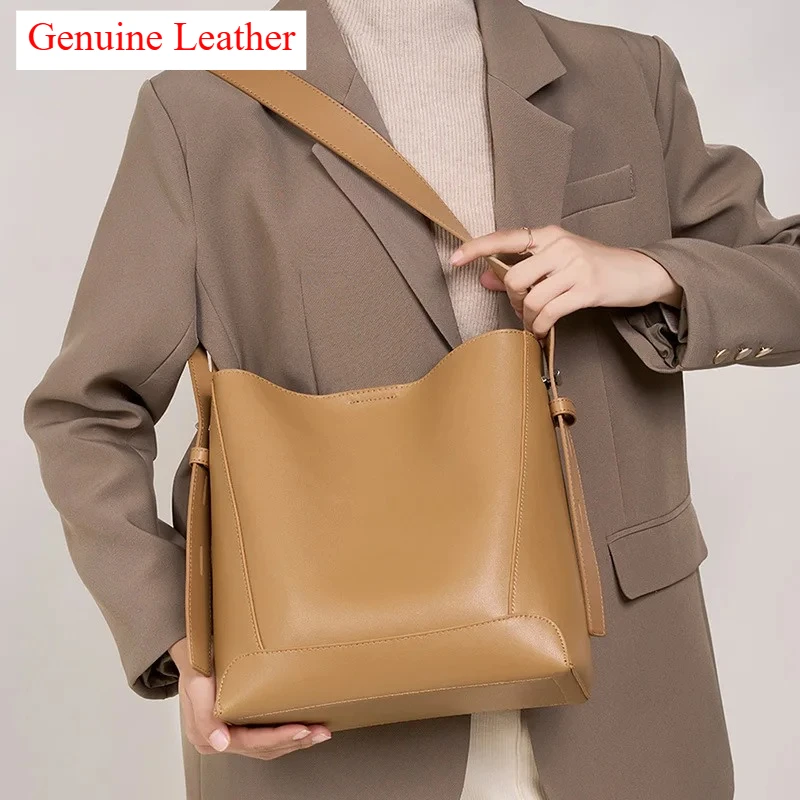 

Женская сумка через плечо из натуральной кожи, сумка-ведро для подмышек, роскошные дизайнерские сумки, сумки через плечо большой вместимости