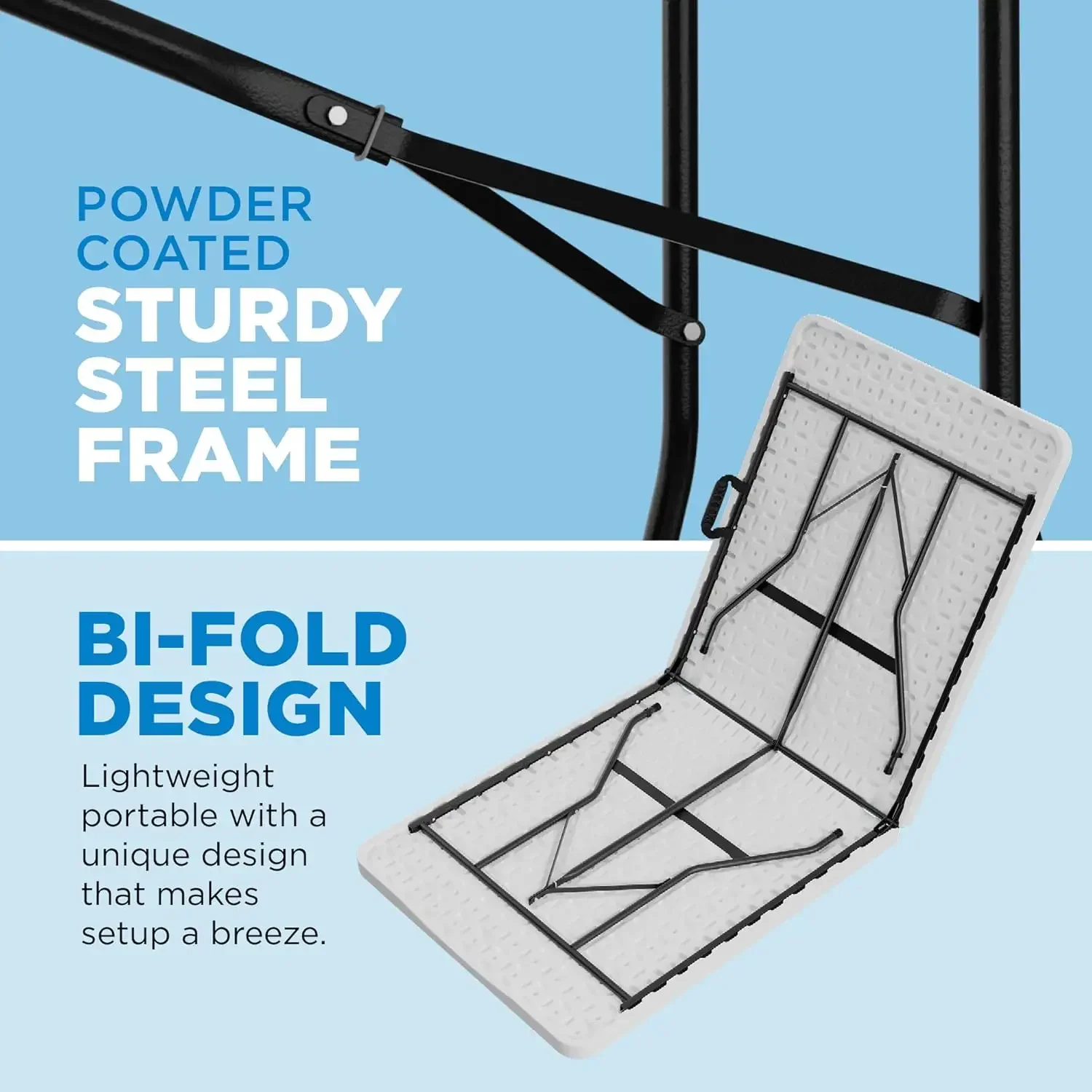 Mesa dobrável de 8 pés x 30 polegadas, plástico branco