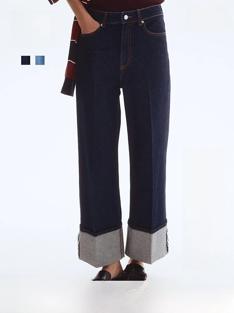 

Джинсы женские H&M с высокой талией, облегающие, длиной до щиколотки, с центральным швом, прямые, 100% хлопок, Осень 2025