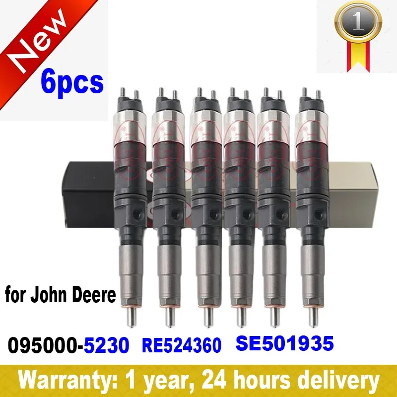 For John Deere RE524360 SE501935 Diesel Common Rail Injector 095000 5230 Car Fuel Injector 6pcs