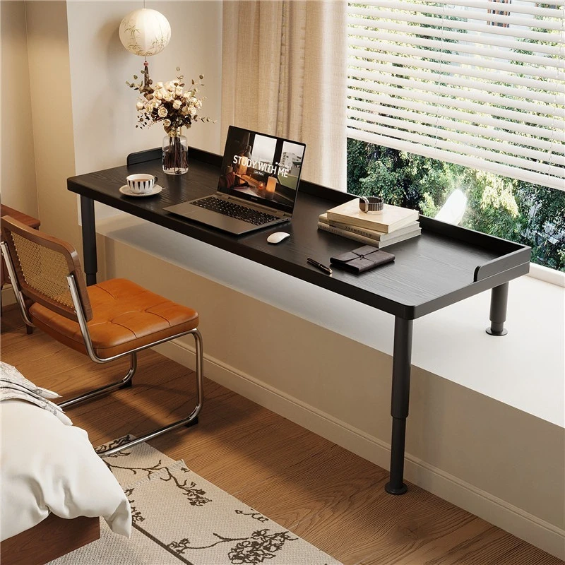 Solid wood bay window table high and low foot liftable computer desk bedroom home office study