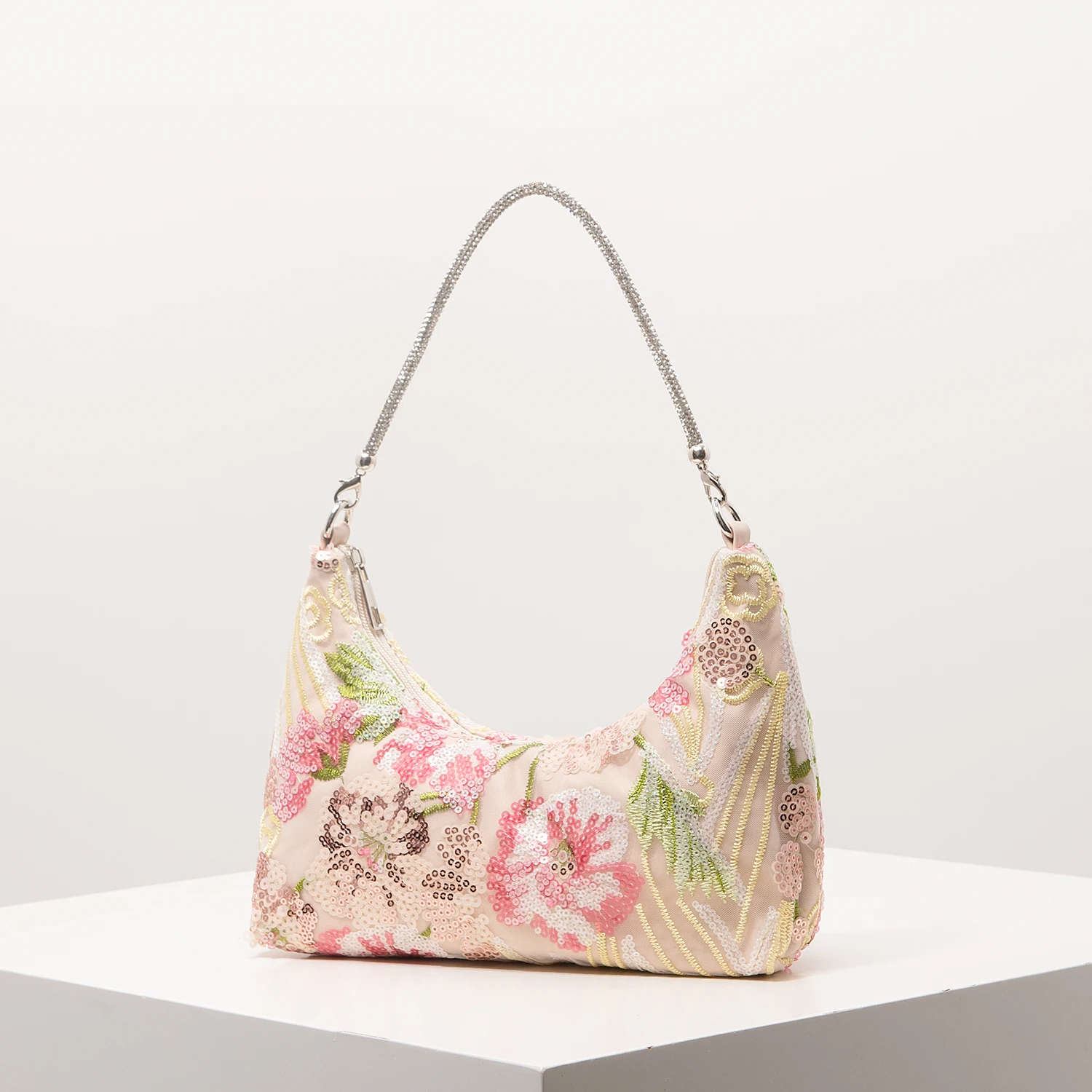 Schultertasche, Blumenmuster, Pailletten-Tasche, Stickerei, Gala-Abend, Party-Outfits, Abschlussball-Tasche, Hochzeitsartikel, Elegant, Valentinstag, Zufälliges Muster – Detail 13