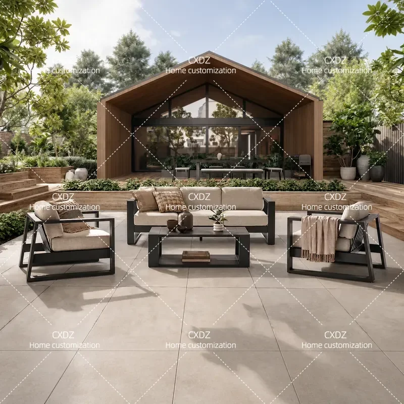 Outdoor Aluminum Alloy Sofa Waterproof Sun Protection Leisure Furniture for Courtyard Garden Terrace Sun Room