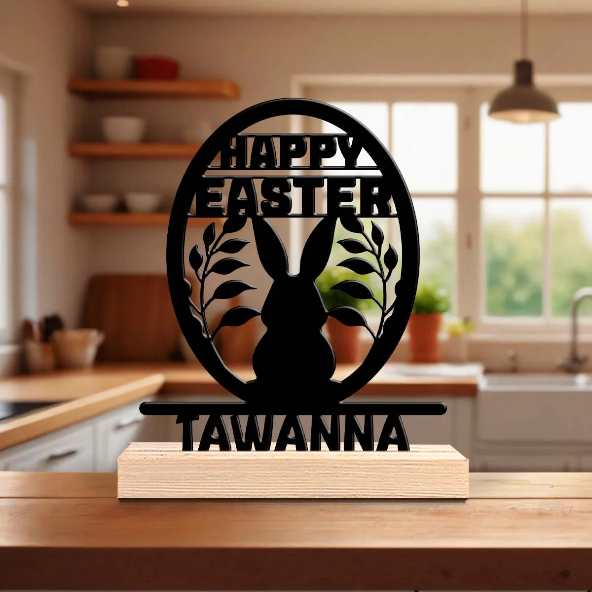 1pc Metal Desktop Decoration Customizable Name With Wooden Base Desktop Decorations in Bedrooms,Study Rooms,and Offices