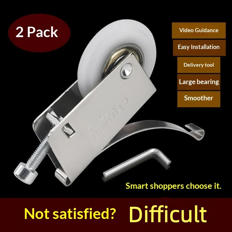 Kitchen And Bathroom Cabinet Sliding Door Pulleys Titanium Alloy Glass Sliding Doors Wardrobe Floor Pulleys Guide Rails LowerCam