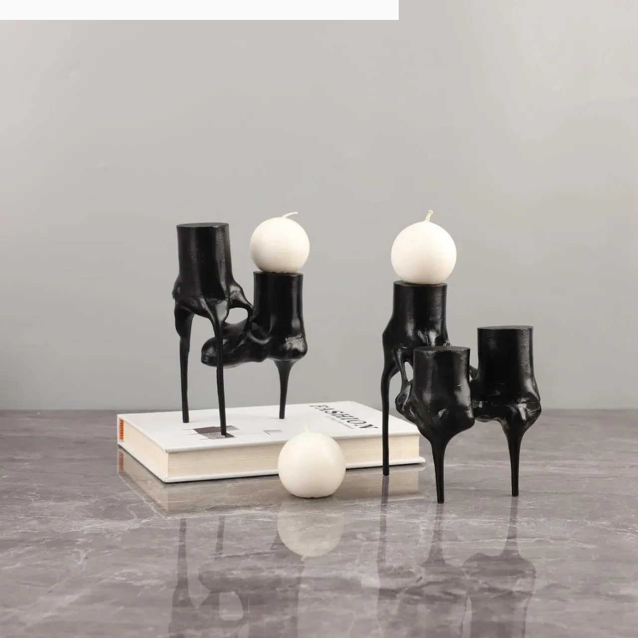 Metal Candlesticks Candelabrum Desktop Storage Container Candle Abstract Irregular Cast Tripod Candle