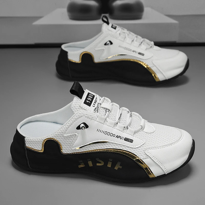 

Men's Summer Breathable Mesh Slip-On Sports Anti-Slip Lazy One-Step No-Back Casual Dad Shoes Comfortable Slipper Style