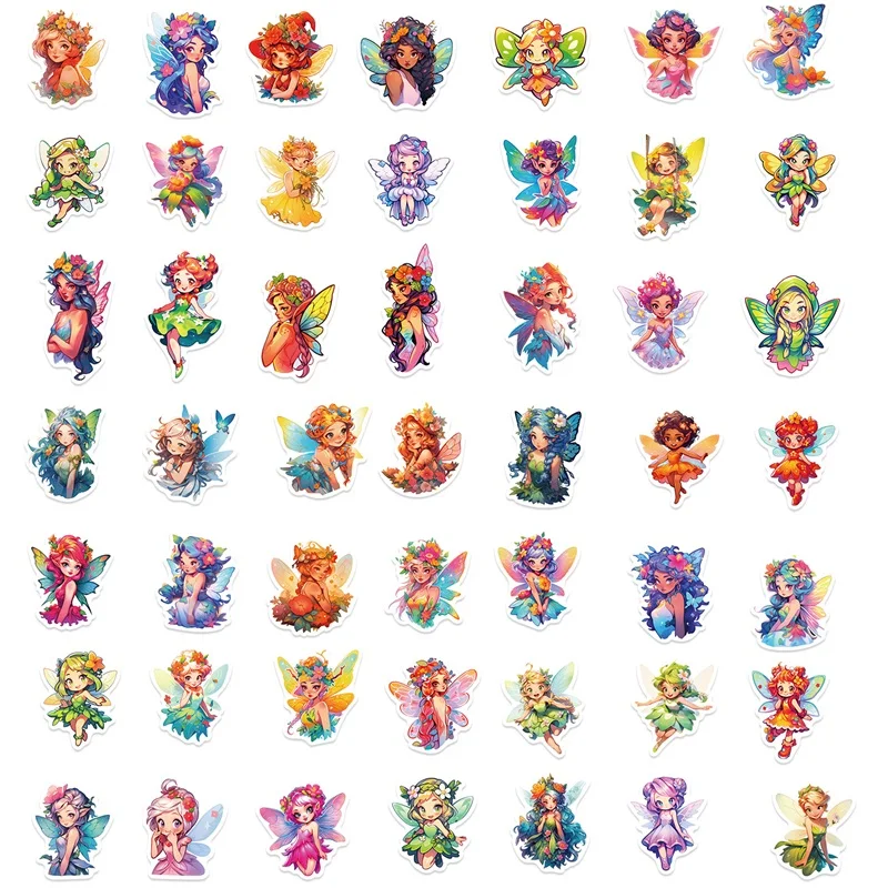 10/30/50PCS Cartoon Flower Fairy PVC Sticker estetico fai da te decorazione di cancelleria coreana Scrapbooking materiale scolastico per bambini