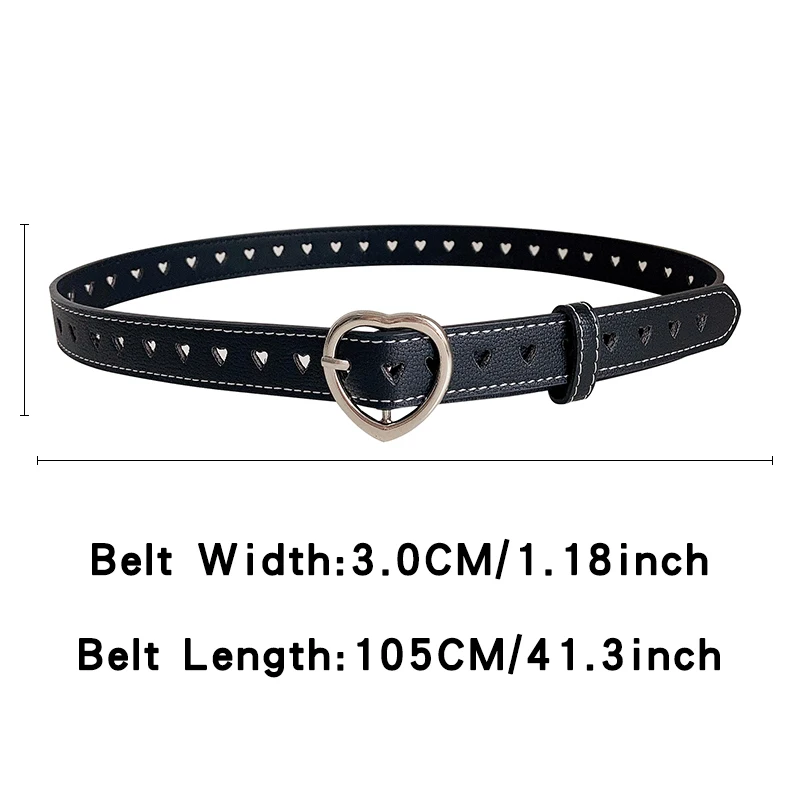 Heart Hollow Out PU Belt Eyelet Heart Pin Buckle Waist Belts Simple Jeans Pants Belt Solid Color Girdle For Wome