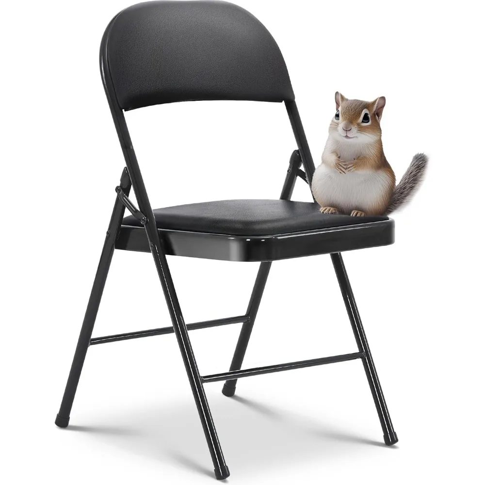 

Vinyl Folding Chairs, Padded Vinyl Cushion Chairs with Durable Metal Frame, Indoor Outdoor Stackable Foldable Guest Chairs for