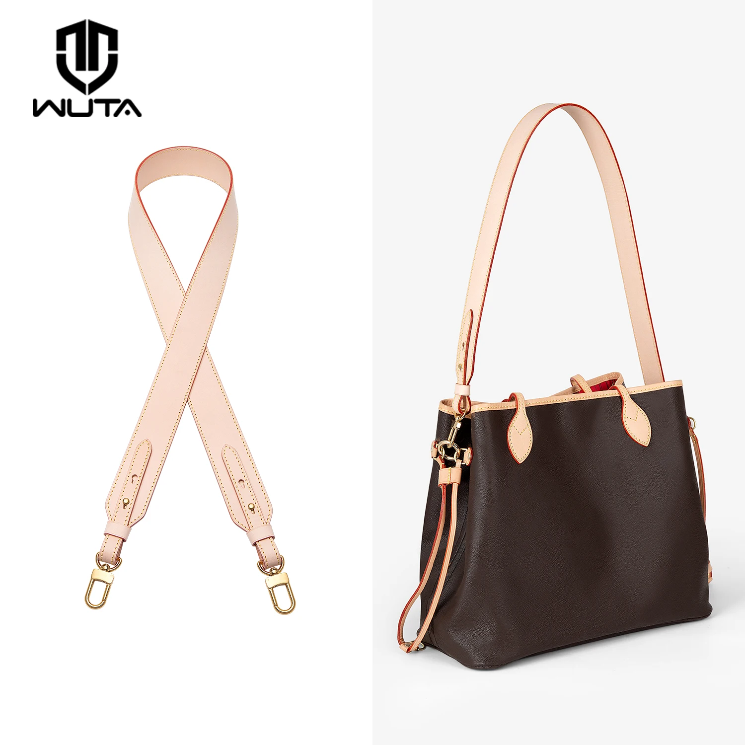 

WUTA 100% Genuine Leather Bag Strap For LV Neverfull Underarm Crossbody Replacement Wide Shoulder Straps Adjustable Handbag Belt