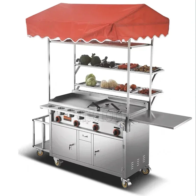 

New Standard Fast Food Truck Square Top Mobile Multi-function Dining Car / Snack Cart